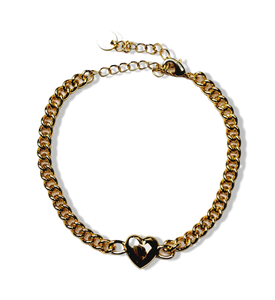 PULSERA ESLABON CORAZON DORADO