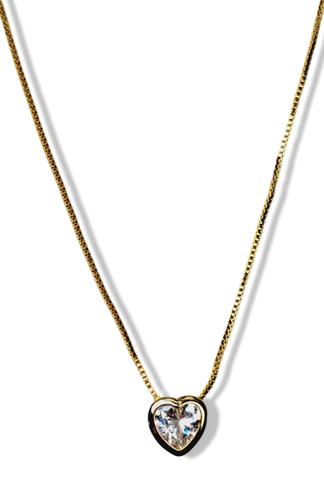 COLLAR CORAZON CRISTAL DORADO