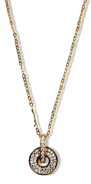 COLLAR CIRCULO CIRCONIA DORADO