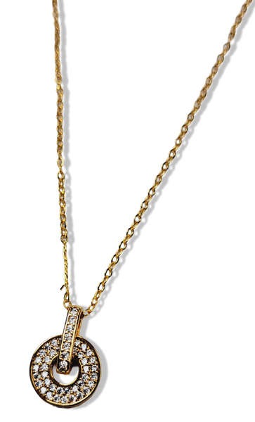 COLLAR CIRCULO CIRCONIA DORADO