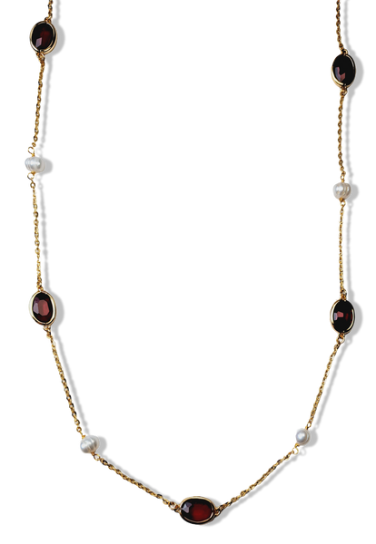 COLLAR LARGO PERLA BARROCA DORADO