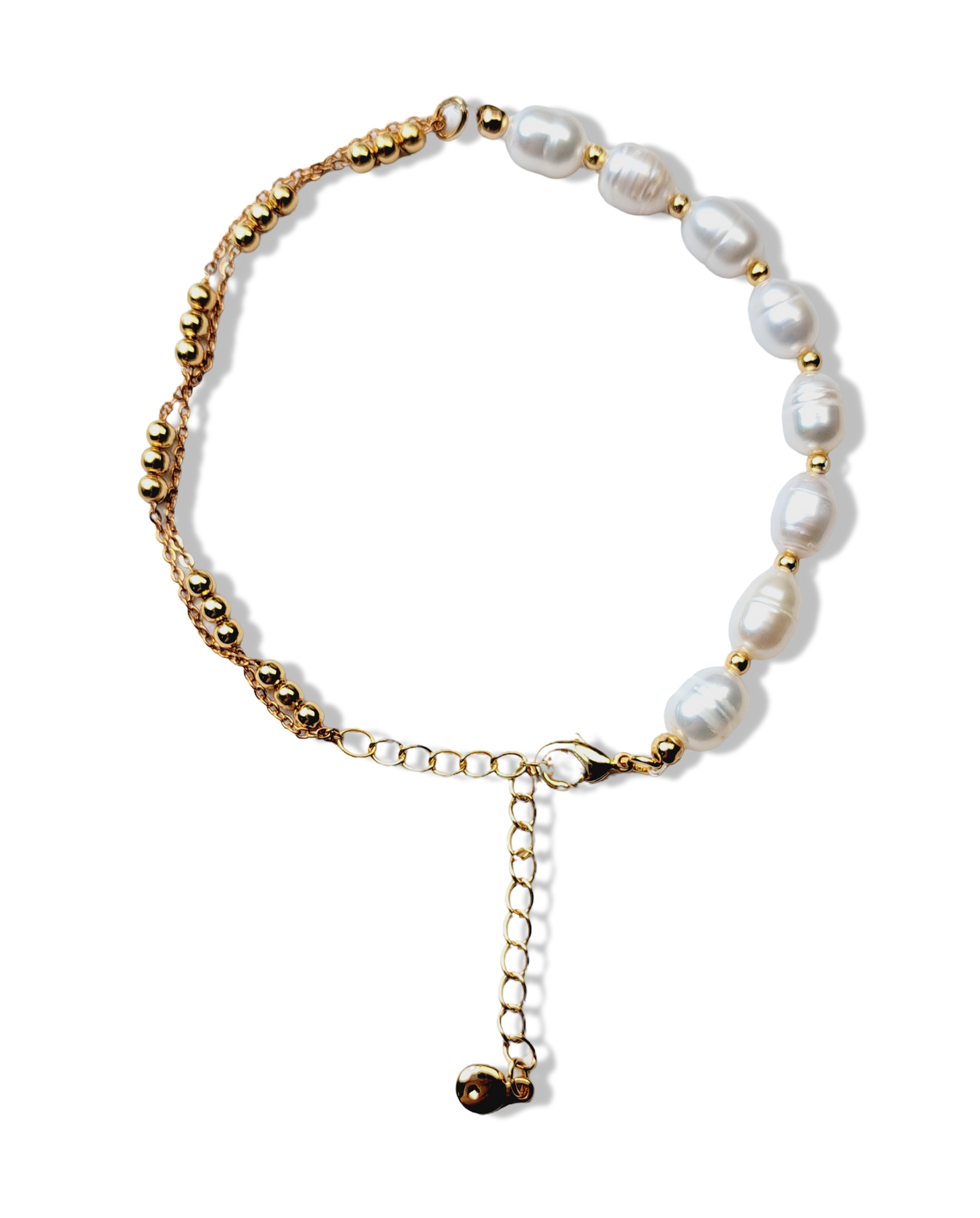 PULSERA PERLA ARROZ DORADO