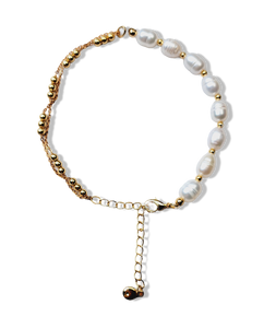 PULSERA PERLA ARROZ DORADO