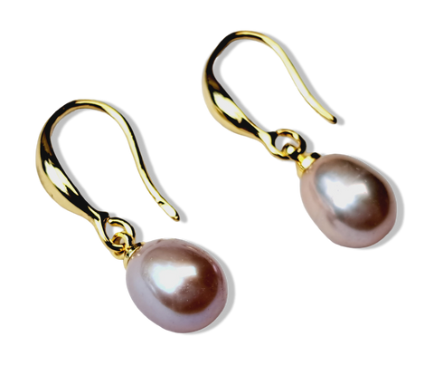 ARETE PERLA ROSA CLÁSICO DORADO