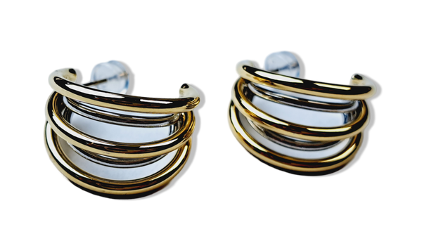 ARETE ARRANCADA DOBLE DORADO PLATEADO