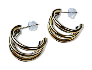 ARETE ARRANCADA DOBLE DORADO PLATEADO