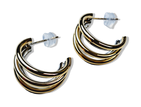 ARETE ARRANCADA DOBLE DORADO PLATEADO