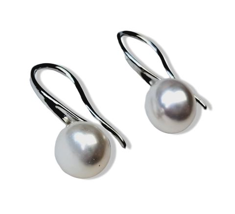 ARETE PERLA BLANCO PLATEADO