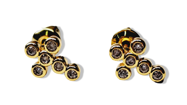 ARETE CRUZ Y CIRCONIA DORADO