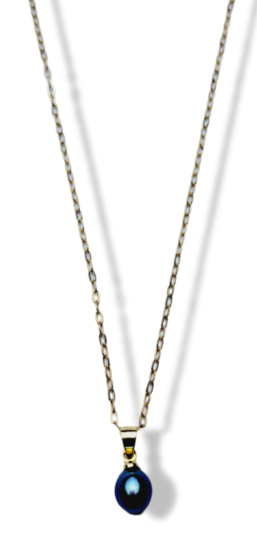 COLLAR PERLA GOTA MORADO TORNASOL DORADO