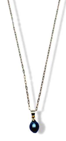 COLLAR PERLA GOTA MORADO TORNASOL DORADO