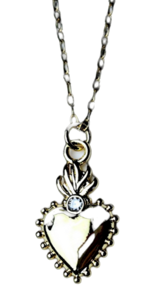 COLLAR SAGRADO CORAZÓN Y CIRCONIA DORADO