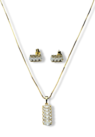 SET COLLAR Y ARETES CIRCONIAS DORADO