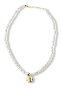 COLLAR PERLA ARROZ VIRGEN DORAD