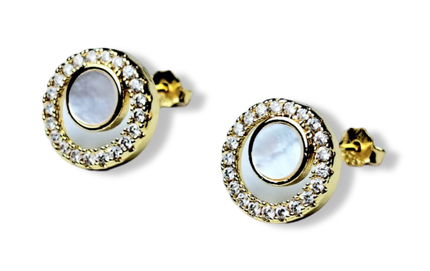 ARETE MINI MADRE PERLA DORADO