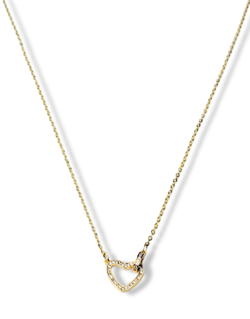 COLLAR SILUETA DE CORAZÓN CIRCONIA DORADO