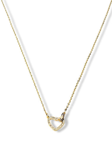 COLLAR SILUETA DE CORAZÓN CIRCONIA DORADO
