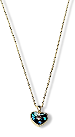 COLLAR CORAZÓN ABULON DORADO
