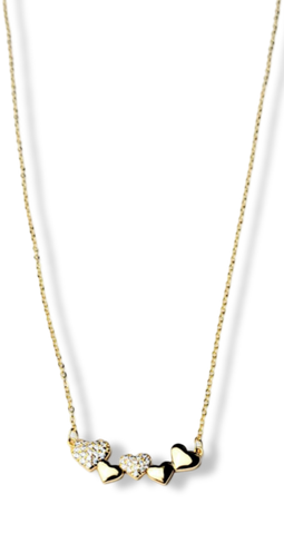 COLLAR CORAZÓN Y CIRCONIAS DORADO