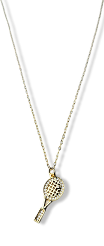 COLLAR RAQUETA CIRCONIAS DORADO