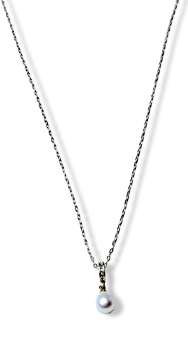 COLLAR PERLA GOTA Y CIRCONIAS DORADO