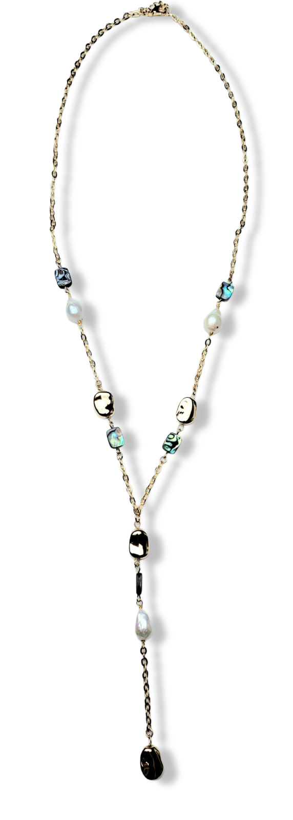 COLLAR CORBATÍN MADRE PERLA DORADO