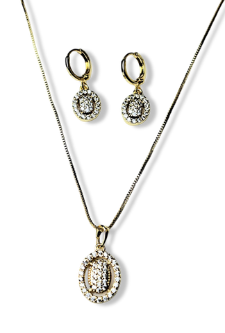 SET OVALADO CIRCONIAS DORADO