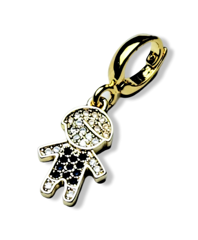DIJE NIÑO AZUL CIRCONIAS DORADO