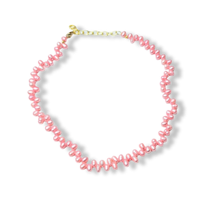 COLLAR PERLA IRREGULAR ROSA DORADO