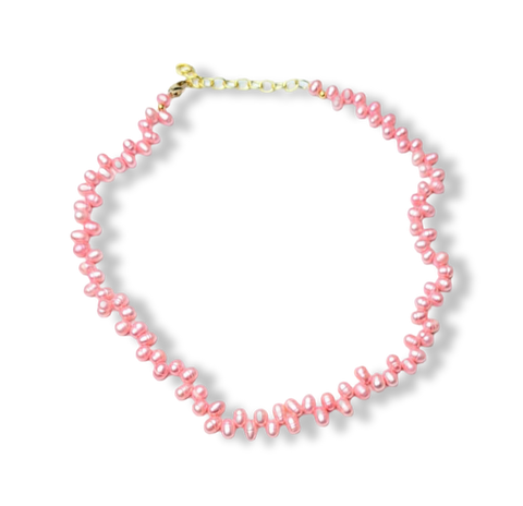 COLLAR PERLA IRREGULAR ROSA DORADO