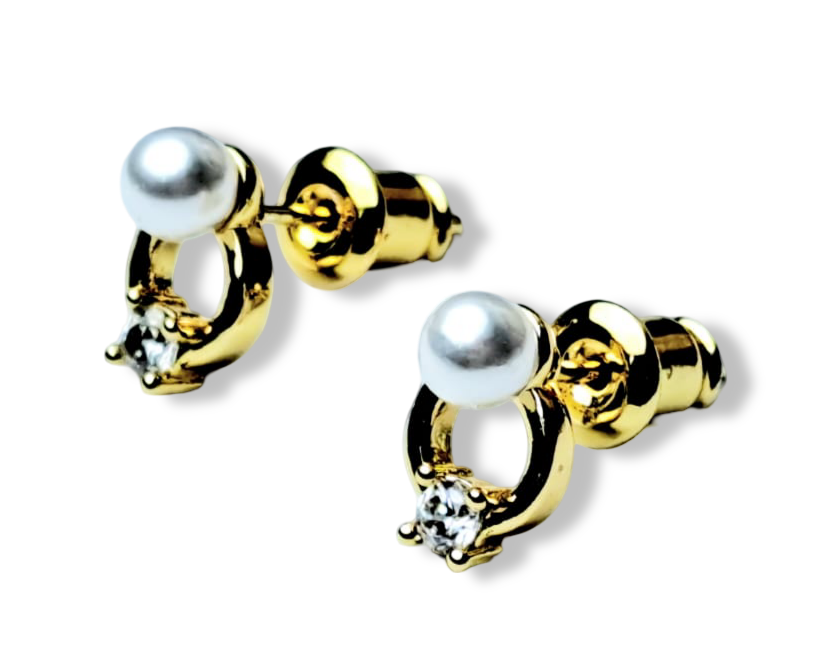 ARETE MINI POLVO DE PERLAS CIRCONIA DORADO