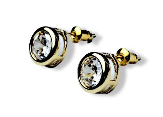 ARETE CIRCULO CIRCONIA BLANCA DORADO