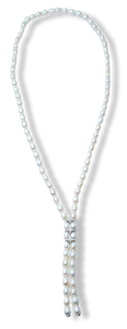 COLLAR CORBATÍN PERLA ARROZ PLATEADO