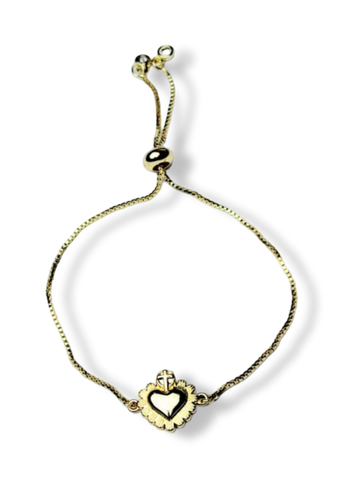 PULSERA SAGRADO CORAZÓN AJUSTABLE DORADO