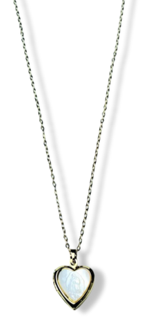 COLLAR RELICARIO MADRE PERLA VIRGEN DORADO