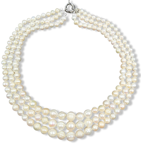 COLLAR PERLA 3 HILOS CLÁSICO PLATEADO