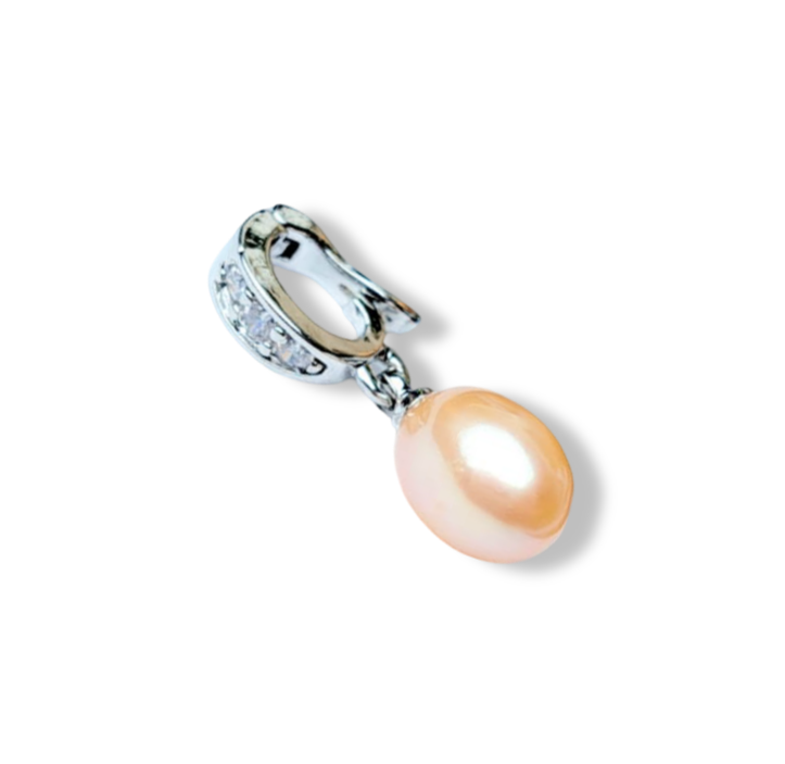 DIJE PERLA GOTA MELÓN CIRCONIAS PLATEADO