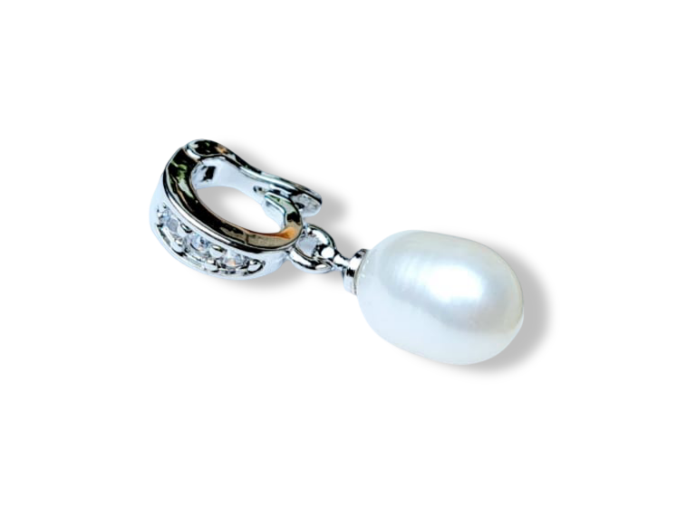 DIJE PERLA GOTA BLANCA CIRCONIA PLATEADO
