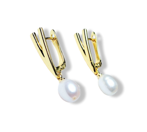 ARETE PERLA GOTA DORADO
