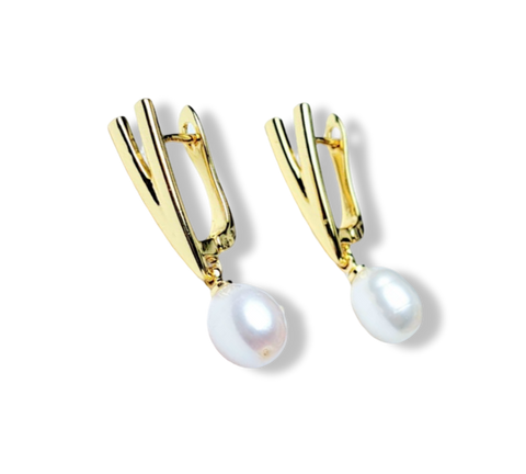 ARETE PERLA GOTA DORADO