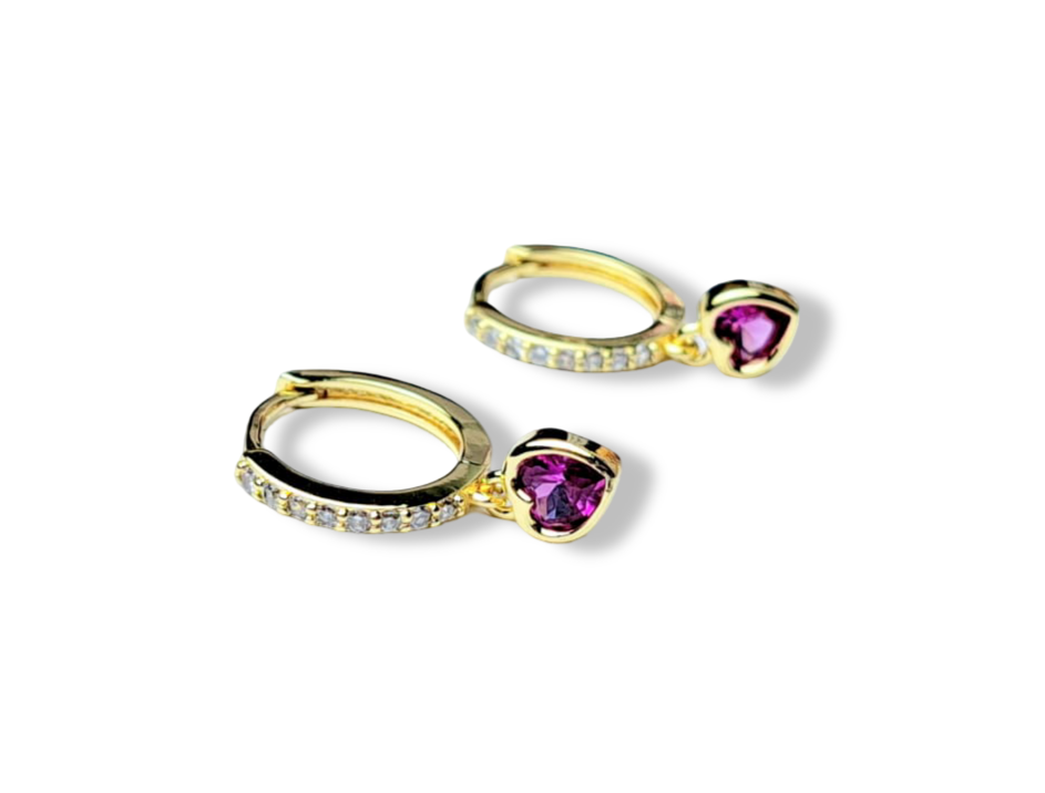 ARETE HUGGIE CORAZÓN Y CIRCONIAS DORADO