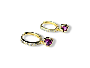 ARETE HUGGIE CORAZÓN Y CIRCONIAS DORADO