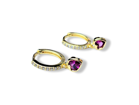 ARETE HUGGIE CORAZÓN Y CIRCONIAS DORADO