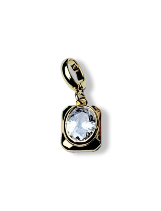 DIJE CRISTAL BLANCO DORADO
