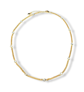 COLLAR CADENA Y CRISTAL DORADO
