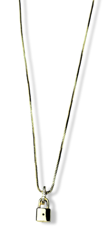 COLLAR CANDADO Y CIRCONIAS DORADO