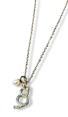 COLLAR GATITO Y MINI PERLA GOTA DORADO