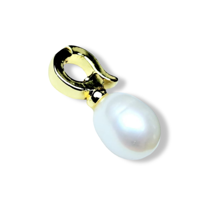 DIJE PERLA GOTA CLÁSICO BLANCO DORADO