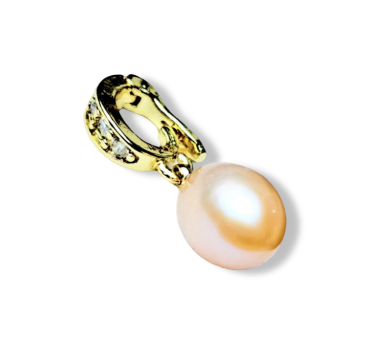DIJE MELÓN PERLA GOTA CIRCONIA DORADO