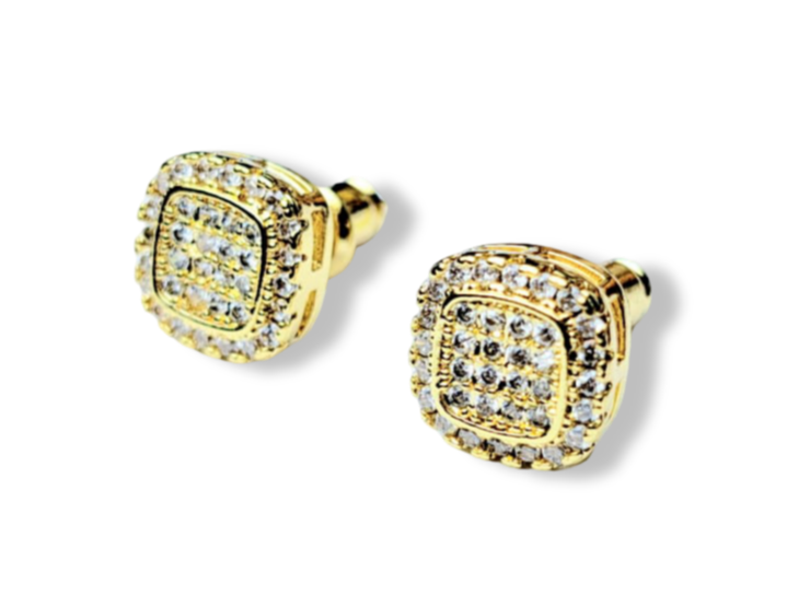 ARETE CIRCONIA CUADRADO DORADO